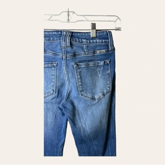 0857. KANCAN DENIM JEANS SIZE 24 DISTRESSED‎ WITH SHARK BITE HEM - Picture 9 of 10